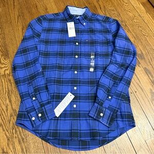 Tommy Hilfiger Blue and Black Casual Button Down Shirt